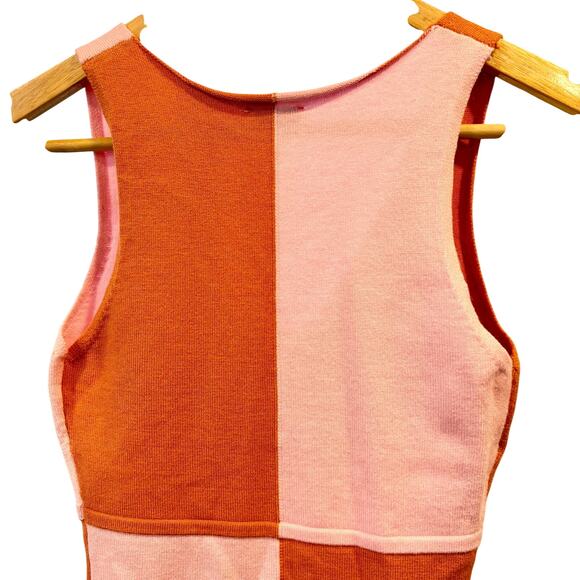 Princess Polly Sienna Retro Colorblock Knit Mini Dress Pink Orange, Size XS/S - Picture 5 of 8